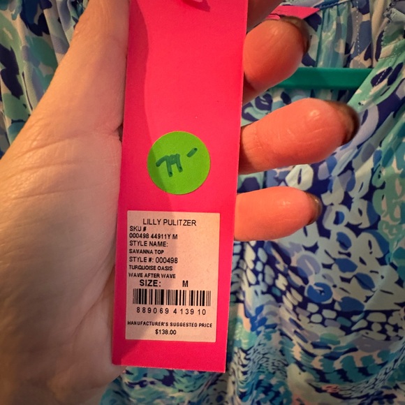 Women's Blue Patterned Top - Picture 3 of 8